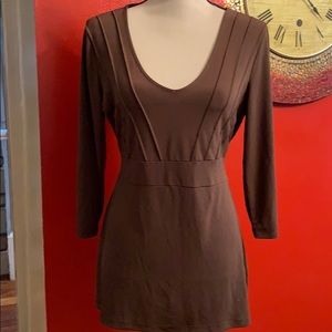 Apostrophe Brown V-Neck Tunic Top